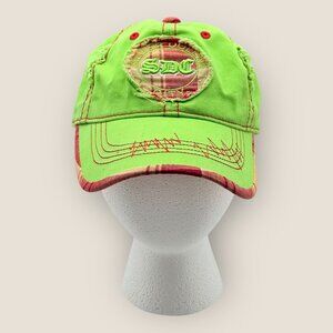 Silver Dollar City Green Distressed Baseball Cap Red Plaid Details Child Size